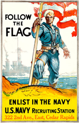 Follow The Flag - Enlist - 1917 - World War I - Recruitment Poster 