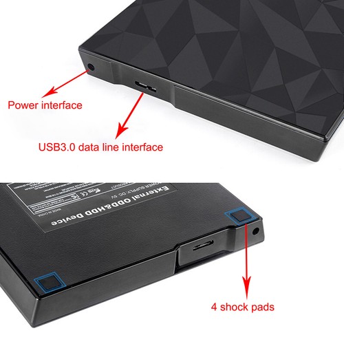 Type-C Usb 3.0 External Dvd Cd Rw Drive Brûleur Grand Visage De Forage Noir Pc - Afbeelding 6 van 14