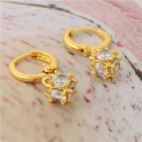 Pretty New Yellow Gold Filled Clear White CZ Cubic (Magic) Ball Dangle Earrings - Picture 6 of 9