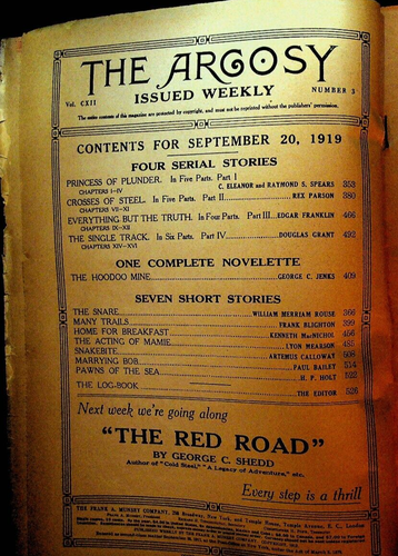 Argosy Magazine September 20 1919 Rex Parson Edgar Franklin Paul Bailey - Picture 3 of 3