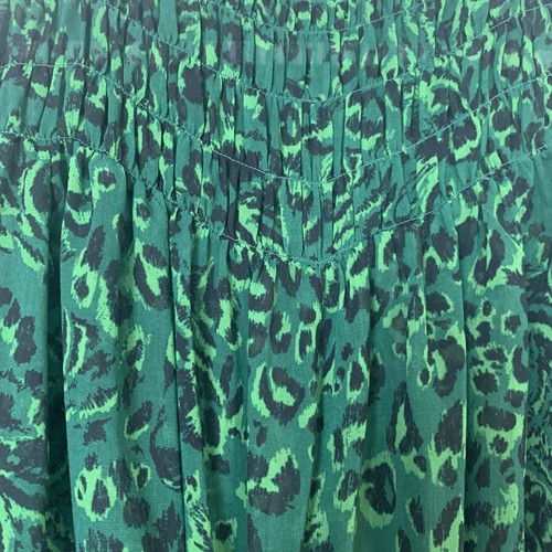 Bardot Green Animal Print Top Womens Size XS/S Long Buttoned Sleeves High Neck - Foto 7 di 16