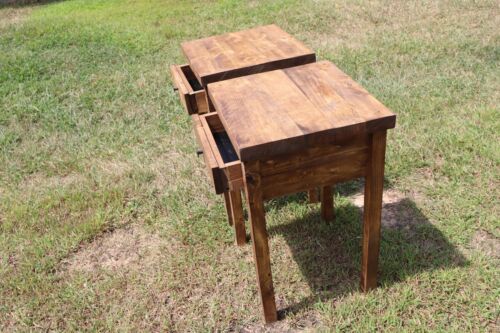 Dark Walnut Rustic - Cabin style Nightstand. Bedside table / Single Nightstand - Picture 3 of 6