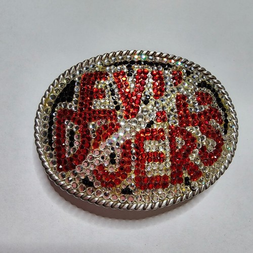 Vintage 90er No Evil Doers Strass Bling Metall Gürtelschnalle