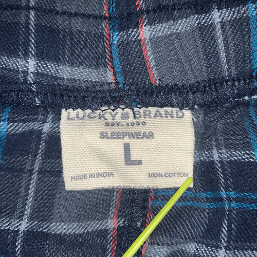 Lucky Brand Boys Youth Large Top & Bottoms Pajama Set Gray Blue Plaid 2 Piece - Picture 7 of 8
