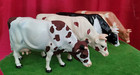 Four Plastic Cows/ 7 in long 4 in tall/ Various markings