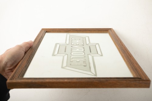 Vintage Chevrolet Bowtie Mirror (O2R/JSF6) Dealership Office Framed Glass Car - Bild 5 von 12