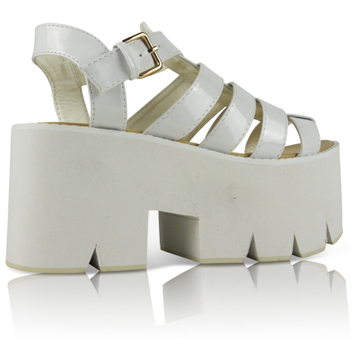 WOMENS LADIES CLEATED SOLE HIGH HEEL CHUNKY PLATFORM SANDALS SHOES - Picture 30 of 36