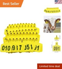 Flexible Animal Identification Tags for Cattle, Sheep & Hogs - Yellow 001-100