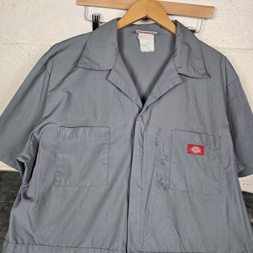 Dickies Coveralls Mens 46x30 Short Sleeve Gray Workwear Mechanic Jumpsuit - Picture 4 of 12
