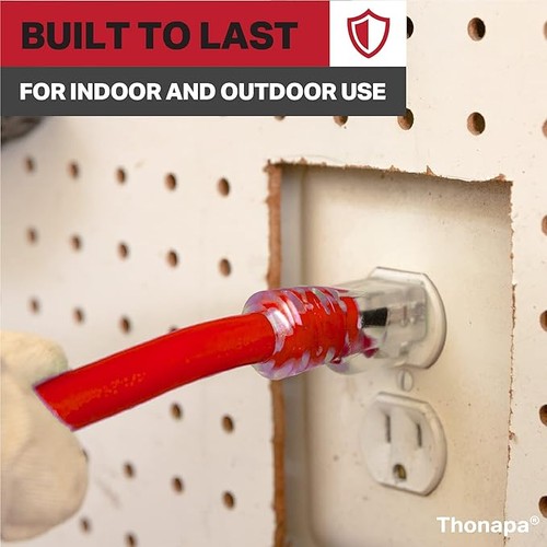 6 Foot Lighted Outdoor Extension Cord - 12/3 Heavy Duty Red Cable - 3 Prong Plug - Picture 3 of 5