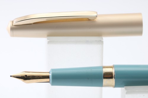 Vintage (c1963-74) Conway Stewart No. 107 Navy Grey & Satin Gold FP &MP (Gehäuse) - Bild 4 von 14