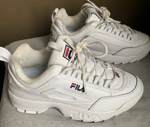 Fila Disruptor Premium Damen-Freizeitschuhe, weiß/marine/rot, Größe 7