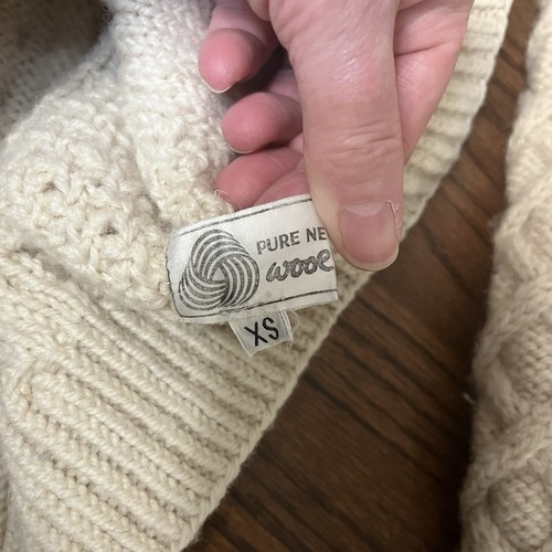 Vtg Eddie Bauer Women’s Wool Cable Knit Sweater Fisherman’s XS Ivory Nordic Cozy - Picture 4 of 11
