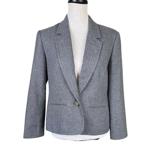 Pendleton Vintage 8 Gray 100% Virgin Wool Single Button Career Blazer Jacket - Picture 1 of 14