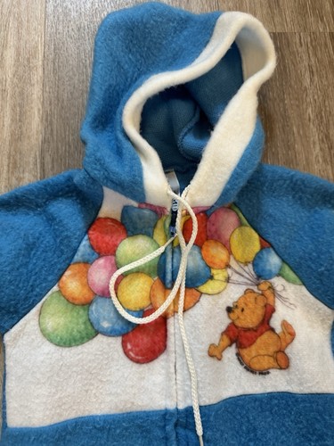 VINTAGE Winnie The Pooh 1 Piece 15-20Lbs 6-9M Hooded Footed Disney Sears Baby - Picture 3 of 17