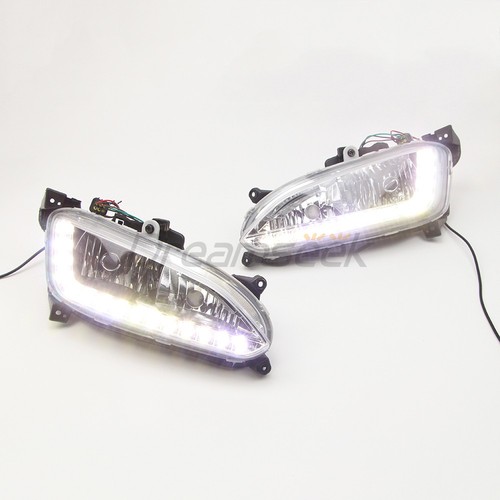 Pair LED DRL Daytime Running Light For Hyundai IX45 Santa Fe 2013 2014 Fog Lamp - Picture 7 of 9