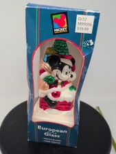 European Style Glass MICKEY SANTA Ornament Mouth Blown Hand 1997 Disney B