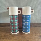 Vintage Thermos Flask Bag TARTAN c1960 Bottle Made In England
