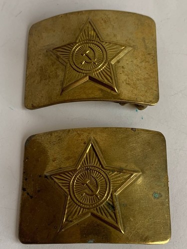 Fibbia per cintura vintage Unione Sovietica URSS fibbia per cintura ottone martello e falce - Foto 1 di 12