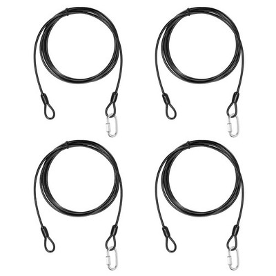 4Set 1/8'' Dia 6.6ft Security Steel Cable with Loops Black + Quick Links
