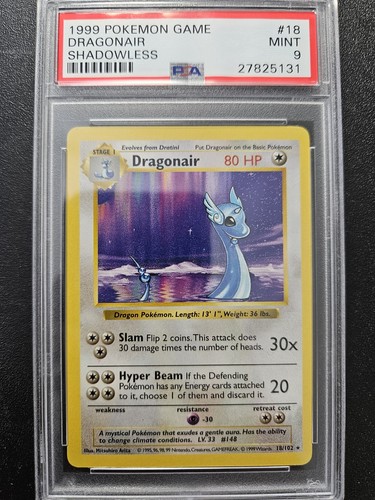 Dragonair (Shadowless) graded PSA 9 for sale on eBay