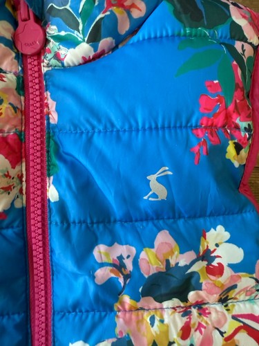 Joules Flip It Floral Puffer Zip Up Reversible Vest Size 4 ~ EUC - Picture 3 of 7