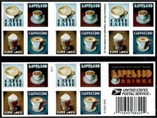 USPS Postage Stamps Sheet of 20 First Class Letter Espresso Drinks Forever stamp