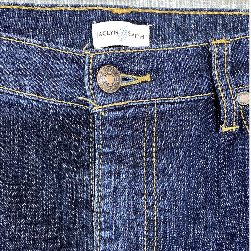 Pantalones de mezclilla capri elásticos de tiro alto para mujer talla 12 calce curvilíneo azul costero estilo Y2K Foto 3 de 4