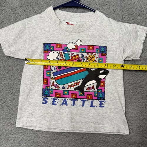 Vintage Seattle Orca Shirt Toddler XS 2-4 Light Gray 90's Graphic - Picture 2 of 10