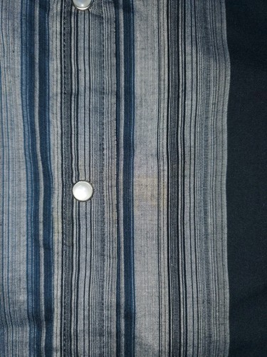 Bit And Bridle Shirt Size 2XL Men’s Button Up Stripes Blue Pearl Snap **STAINED* - Picture 3 of 4