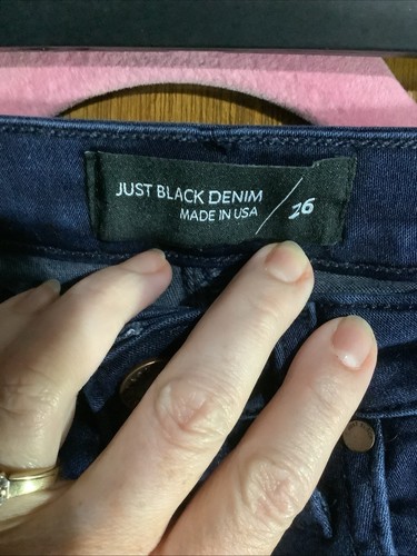 Just Black Denim Blue Jeans Miss Size 26 Skinny Stretch Mid Rise Made in USA~EUC - Picture 6 of 13