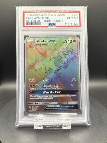 SM - Celestial Storm #170/168 Blaziken GX (Secret) PSA 10 & Crown Zenith Altaria