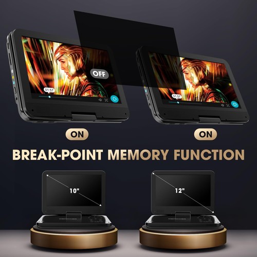 DBPOWER 12" Portable DVD Player with 5-Hour Rechargeable Battery, 10" Swivel ... - Picture 6 of 7