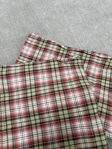 Vtg RALPH LAUREN King Sheet Set Plaid Red Tan + 2 Extra Pillowcases Cotton USA - Picture 14 of 24