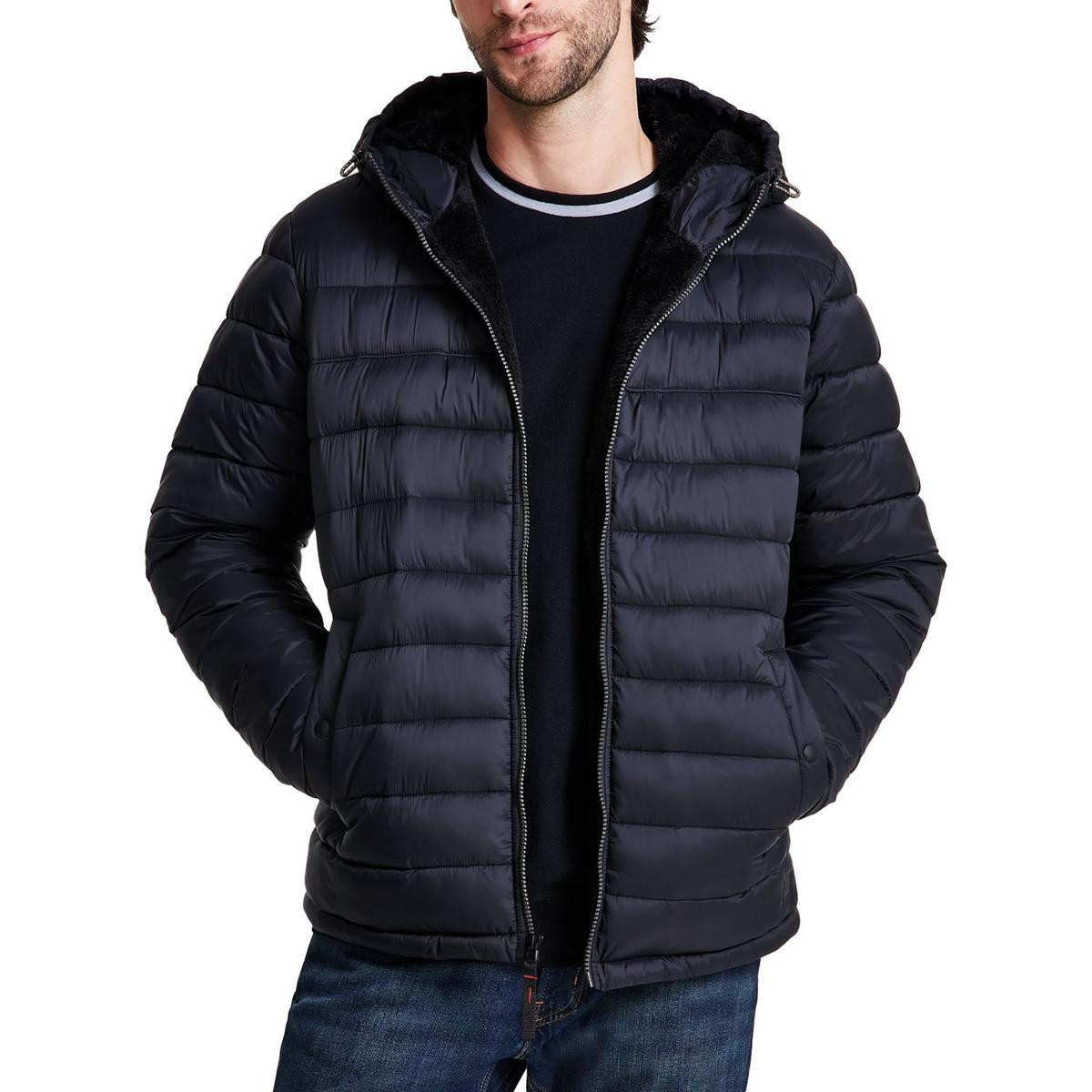 Мужская черная куртка-пуховик из нейлона с подкладкой из искусственного меха Hawke & Co., L BHFO 6650