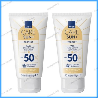 2x Avon Care Sun+ LSF50 Face Shine Control Sonnencreme, 50ml, Schutz, neues Design 