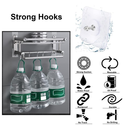 Adhesive Hooks Heavy Duty,Wall Hooks for Hanging,Screw Free Sticker,Seamless ... - Picture 7 of 9
