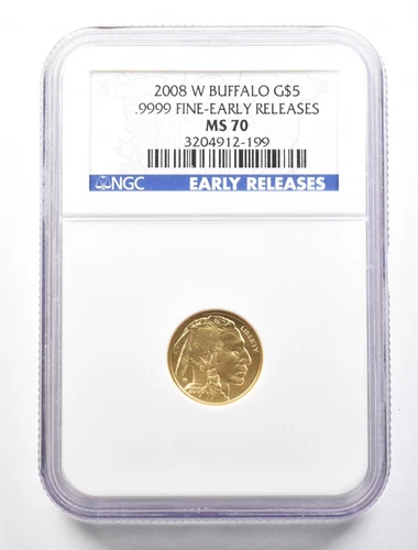 2008-W $5 American Gold Buffalo Early Releases 1/10 Oz Gold MS70 NGC *0735