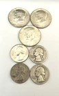 Lot Of 4 Silver Kennedy Half Dollars & 4 Silver Washington Quarters