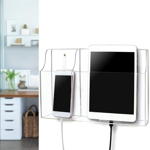 Clear Wall Tablet Holder Acrylic Wall Mounted Phone Holder for iPad, Remote C... - Picture 4 of 9
