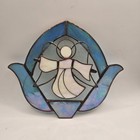 Stained Glass Angel Suncatcher Blue White Iridescent
