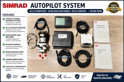 Simrad Autopilot AC12 Computer + AP28 Head (No Knob) + RC42 Compass + RPU80 Pump