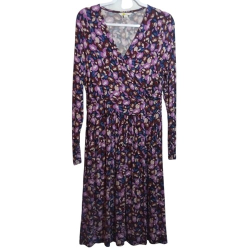 Boden Layla Jersey Dress in Maroon Fallen Peony Floral Print Size 10R - Picture 2 of 8