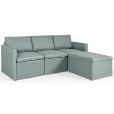 Costway Convertible Sectional Sofa L-Shaped Couch w/Reversible Chaise Green