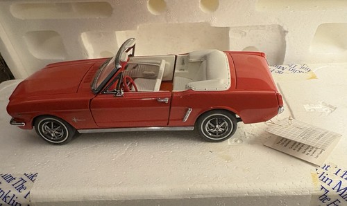 🔥Vintage Franklin Mint Diecast 1964 1/2 Ford Mustang Red Convertible 1:24 Scale
