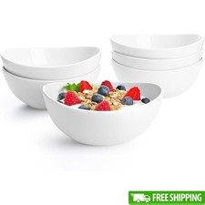 Porcelain Bowls Set of 6 Curved Design Microwave Dishwasher Safe Elegant Dining