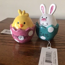 Transpac Chick and Bunny Salt & Pepper Shakers/New