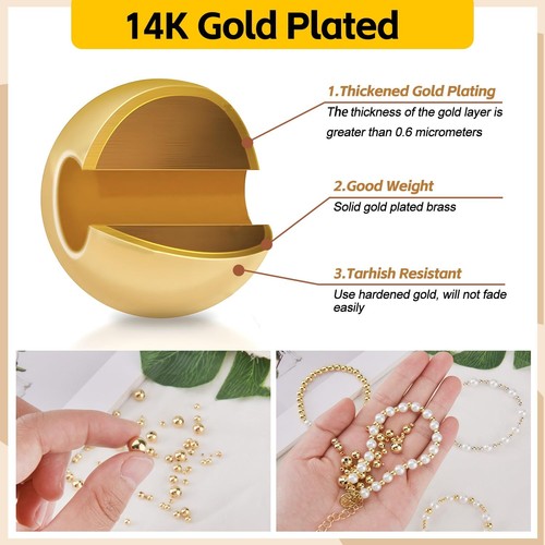 100Pcs 14K Gold Filled Spacer Beads 2/3/4/5/6/8mm Round Loose Beads for Jewel... - Picture 6 of 7