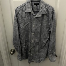 Banana Republic Non Iron Slim Fit Men's Dress LongSleeve Square Shirt Size Large