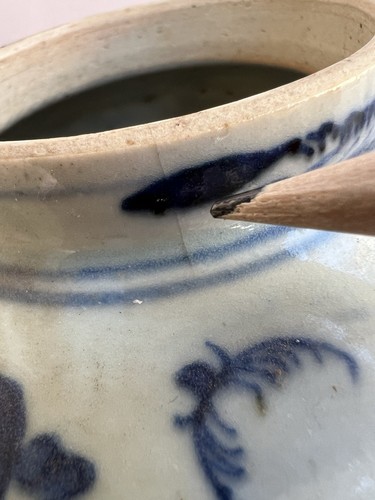 Antike chinesische blau-weiße Porzellan Teekanne Anfang 19. Jahrhundert - Bild 15 von 20